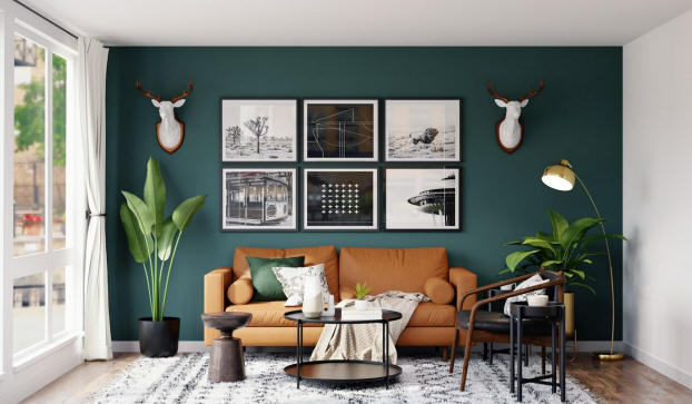 Modern Green and brown living room