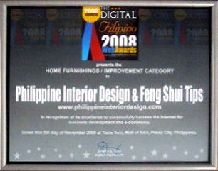 The plaque awarded to the Philippine Interior design website